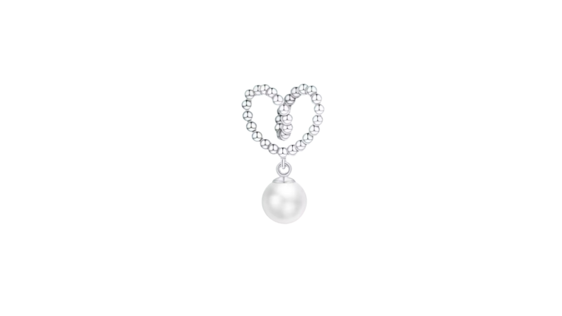 Pearl with rivets heart (small) Pearl - small beaded heart-shaped connector - Image 1