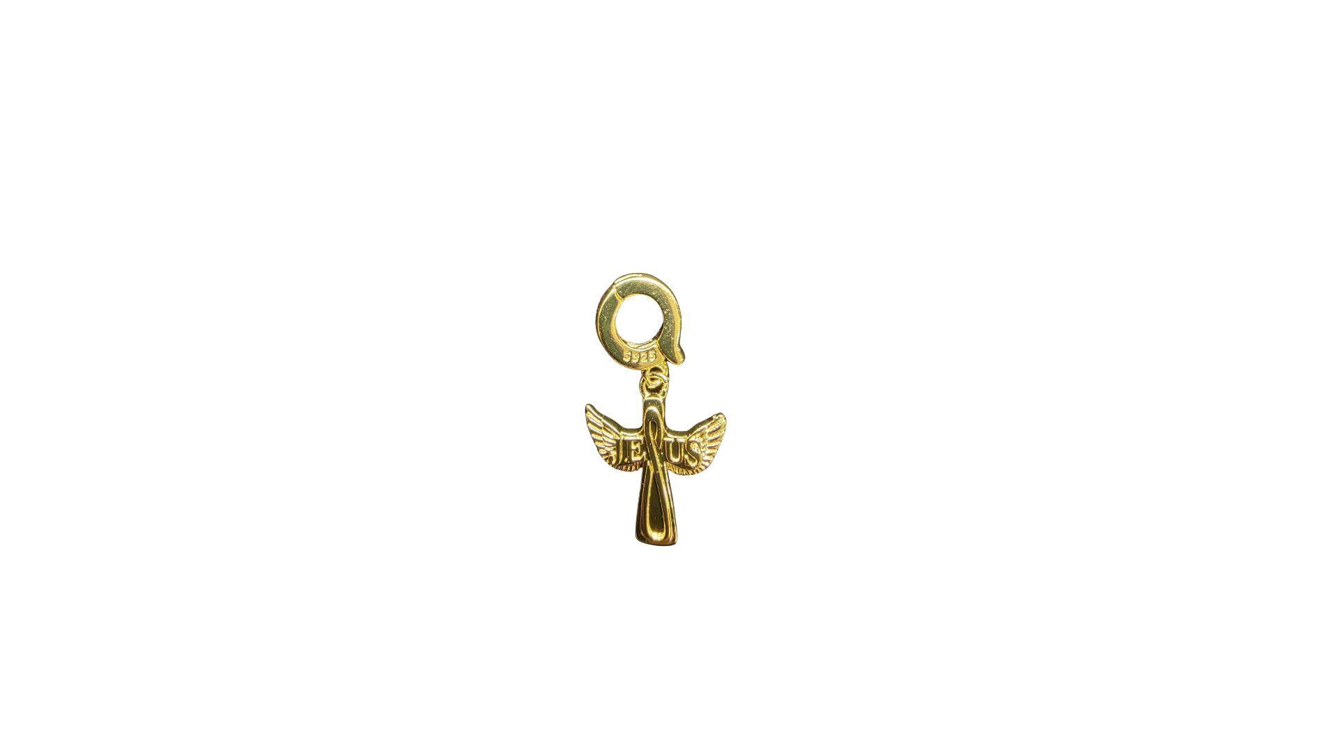 Jesus Cross GLD no BG Angel-shaped Cross - Gold - Image 1